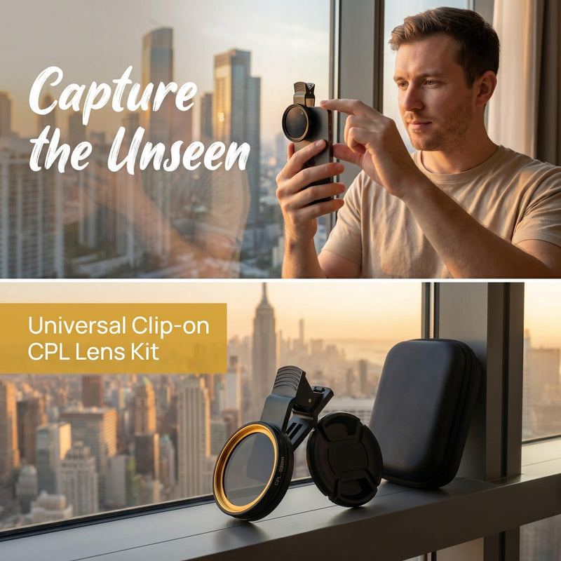 52mm CPL Lens for iPhone – Phone Camera Lens Filter Kit, Polarizing CPL Filter iPhone Compatible, Anti-Glare Phone Lens Clip for Travel, Landscape & Vide