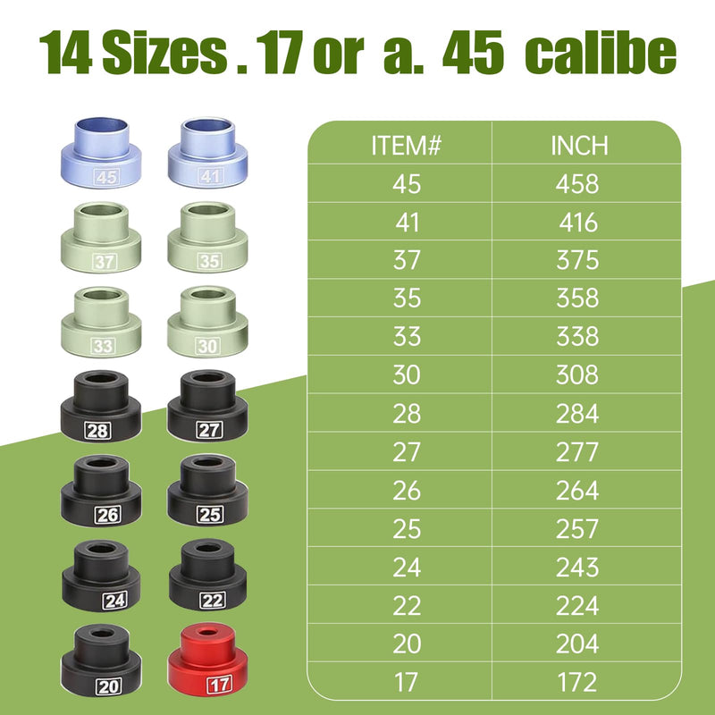 Bullet & Headspace Gauge Comparator Kit 【14 Inserts & 6 Bushings】, Precision Reloading Gauge Tool with Tin Box, Durable Comparator Equipment for Caliper Measurement and Consistent Headspace Setup