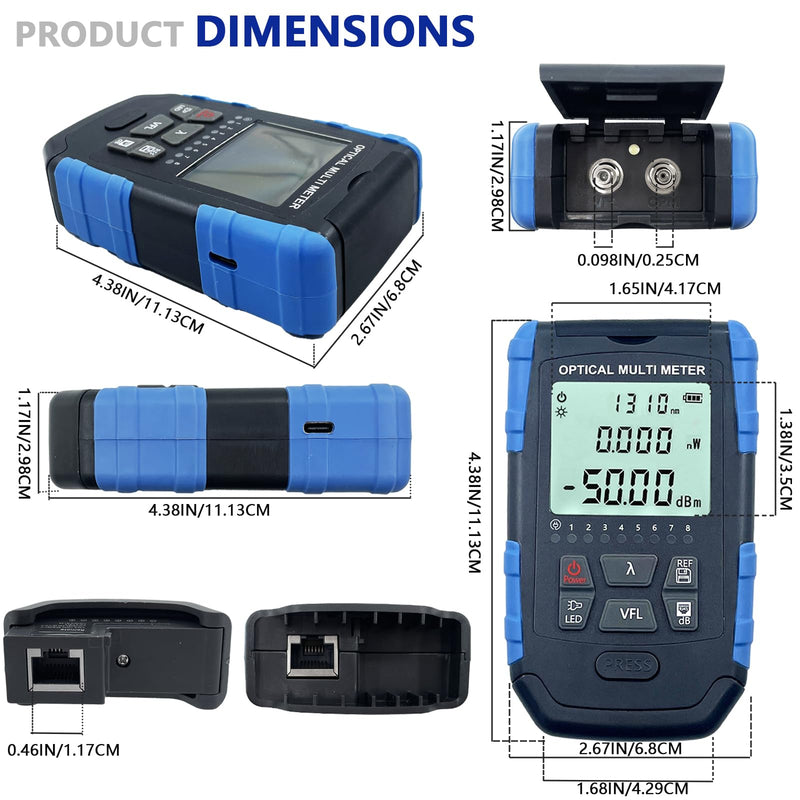 5-in-1 Fiber Optic Cable Tester, Portable Optical Power Meter with Fiber Optic Light, FC/SC/ST Universal Interface medium