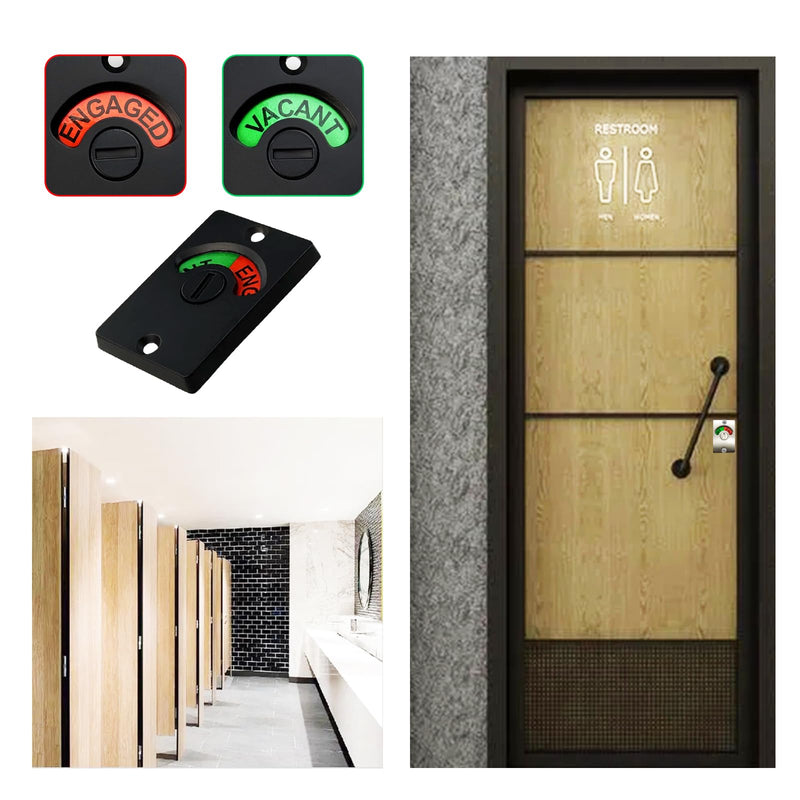 Vacant Occupied Bathroom Lock, Zinc Alloy Latch Indicating Lock Bathroom Door Privacy Lock Indicator Bolt Vacant/Engaged Bathroom WC Public Restroom Toilet Privacy Partition Door Lock Latch (Black) Black