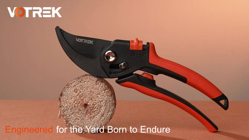 Pruning Shears, Patented Stepless Handle Opening for All Hand Size Bright Orange