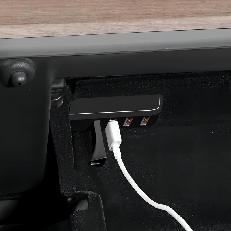 Glove Box USB Hub for Tesla Model Y 2021-2024 Model 3 2021-2023, 4-in-1 Glovebox Docking Station Accessories for Dash Cam Flash Drive Charger Data Transfer Game Music(Not fit 2024 Model 3) Model 3 21-23 & Model Y 2021-2024