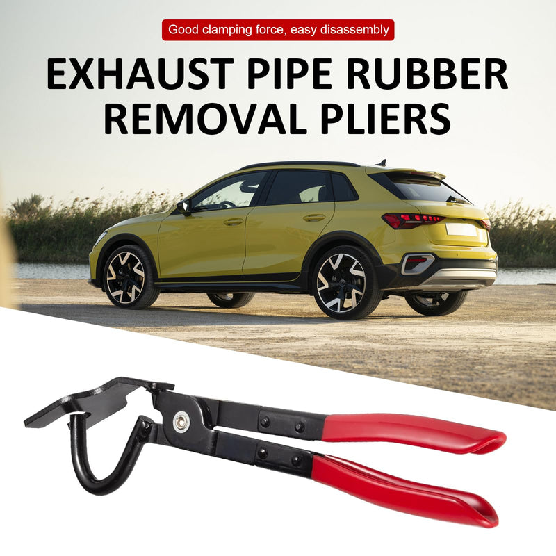 Exhaust Hanger Pliers, Rubber Exhaust Hanger Removal Tool, Universal Cars Handle Clamp Tool, 11.6" Head Recessed Non-Slip Handle Clamp (Red)