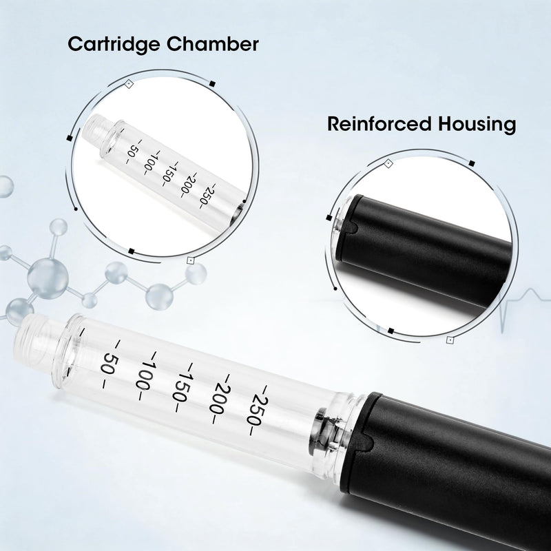 80 Unit Peptide Pen, Reusable Peptide Pen Injector for 3ml Cartridges, with Protect Travel Case, Clear Scale Design, Universal Compatibility (Black)