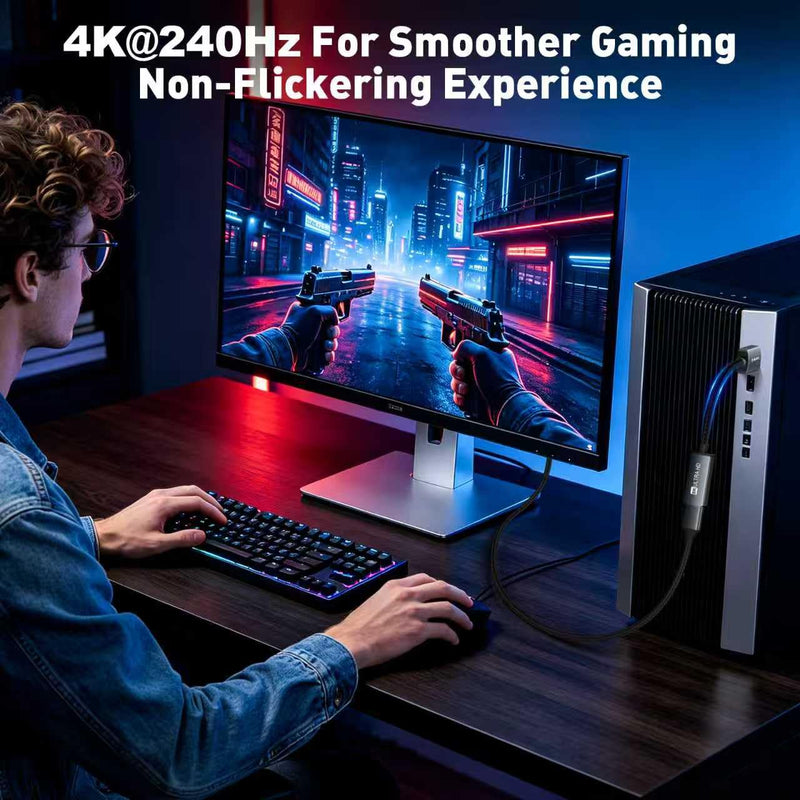8K@60Hz Active DisplayPort 1.4 to HDMI 2.1 Unidirectional Adapter | DP Source to HDMI Display Converter, Supprt 4K@240Hz 2K@240Hz HDCP 2.3 Compatible with Desktop Projector AMD NVIDIA No VRR