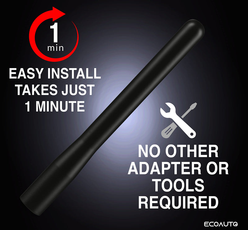 EcoAuto Short Antenna Ford Fits F150 F250 F350 Super Duty, Bronco, Ford Raptor Accessories & Dodge RAM - Anti-Theft Design - Carwash Safe Antenna for Truck 4 Inch Long (Black)