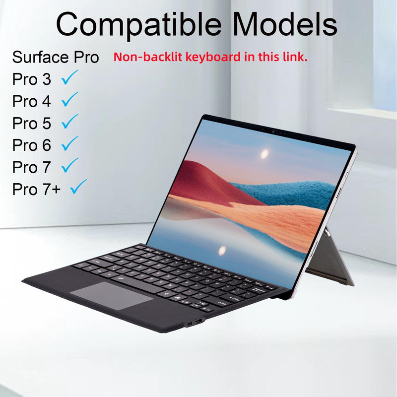 Type Cover for Microsoft Surface Pro 7+ / Pro 7/6 / 5/4 / 3, 12.3 inch, Ultra-Slim Wireless Bluetooth Tablet Keyboard with Multi Touchpad (Black Gray) Black Gray