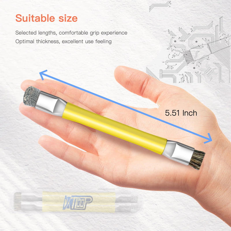 ESD Safe Anti-Static IC Cleaning Brush Tool -2Pcs Double Head Motherboard Hard Brush for IC Glue Removal,PCB Cleaning, Circuit Board Maintenance,Mobile Phone Repair - Yellow 6.1 IN