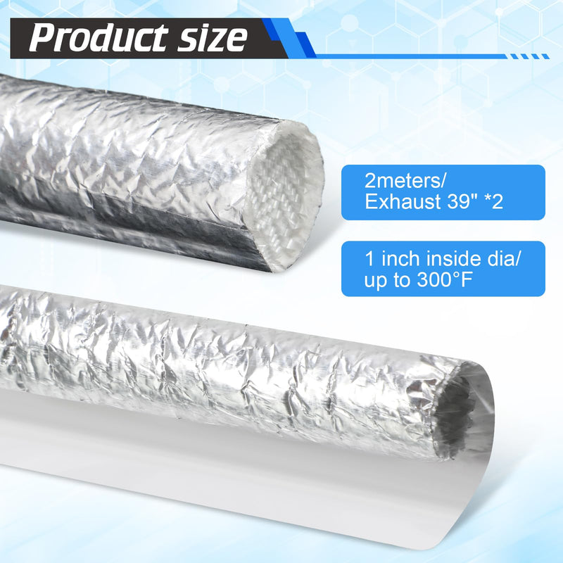 1" I. D. x 13ft Self Closed Aluminized Heat Shield Sleeve, Self-sealing Adhesive Aluminized Sleeving Heat Shield for Brake Cable, Fuel Line, Spark Plug