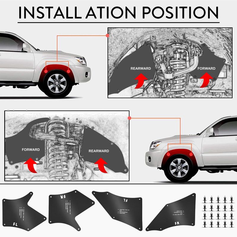 Toyota Tacoma Fender Liners, Splash Shields, Splash Guards & Wheel Well Liners- Essential Wheel Well Liners - Top Toyota Tacoma Accessories for Tacoma 2005-2020 (2 nd) TACOMA 2
