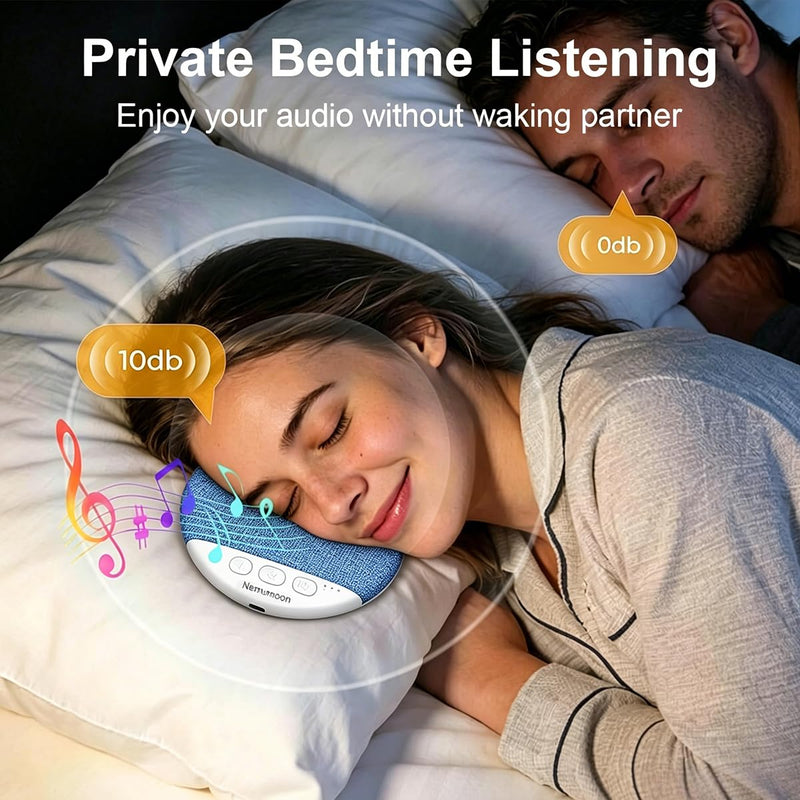 Mini Pillow Speaker for Sleeping, Ultra-Thin Bluetooth Speaker Under Pillow Speaker with White Noise Sound Machine Headphone-Free Sleep Speaker for Adult for Gift-Blue
