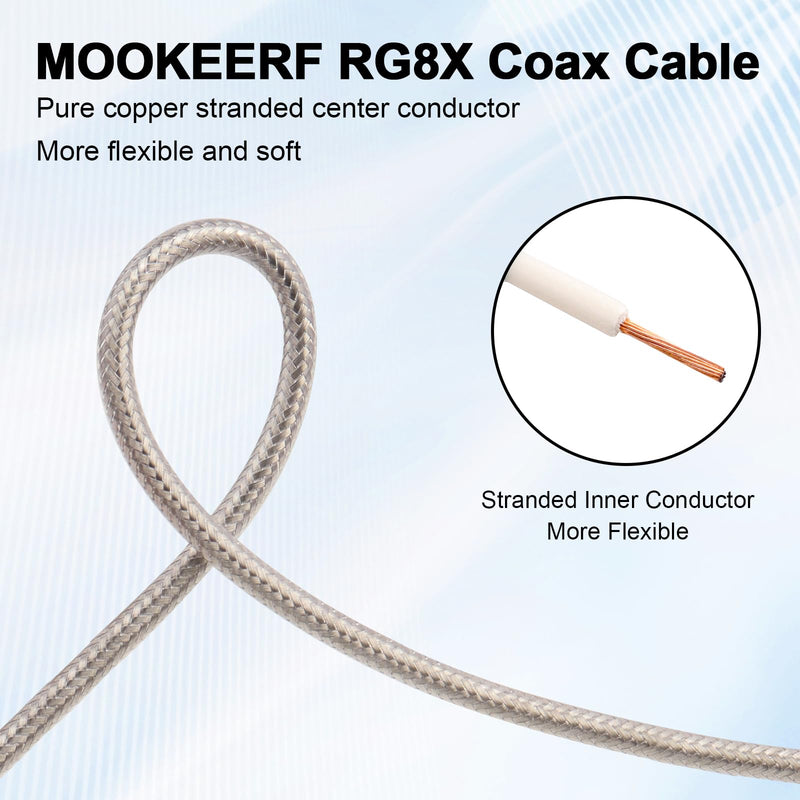 RG8X BNC Male to BNC Female Coax Cable 30FT, 50 ohm Ultra Low Loss RG8X Coaxial Cable Stranded Core for Antenna, RF Radio, Modem, Oscilloscope, Spectrum, Analyzer, Signal Generator