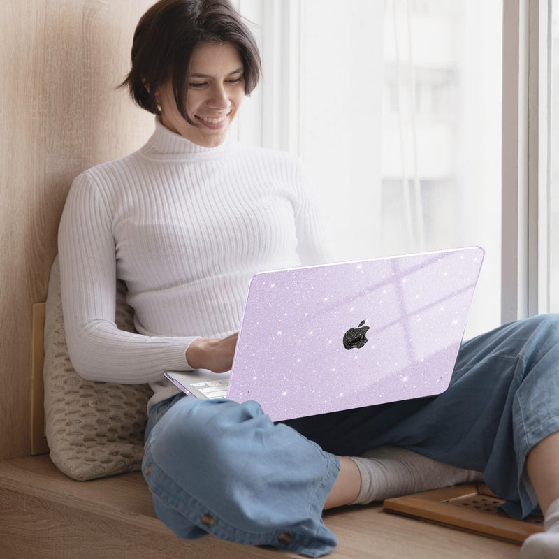 B BELK Compatible with MacBook Neo Case 13 inch 2026 A3404, Glitter Purple | Crack & Scratch Resistant Cover Protective Ultra-Thin Hard Shell with 2 Keyboard Covers & Screen Film