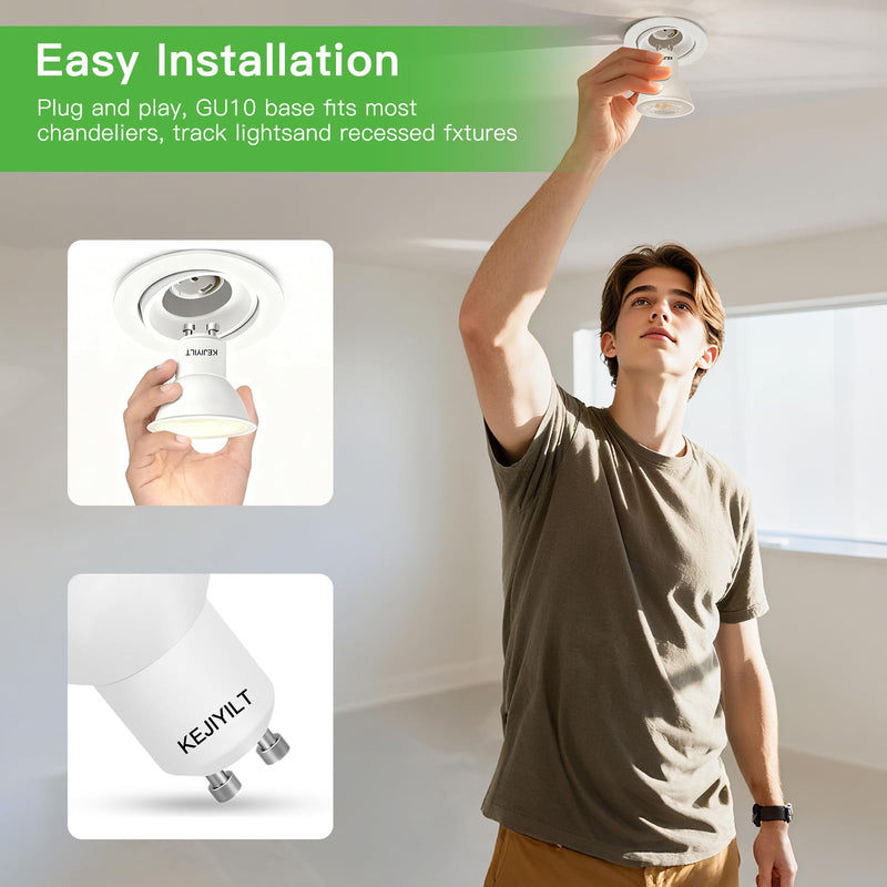 10-Pack GU10 Dimmable LED Bulbs 7W (Equivalent 60W), 5000K Day Light, 650 Lumens, Energy Saving, Perfect for Recessed & Track Lighting