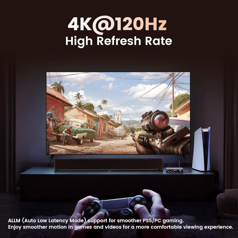 8K eARC HDMI Audio Extractor Converter, 4K@120Hz ARC HDMI Adapter to Optical/SPDIF RCA 3.5mm AUX Audio Adapter Converter Splitter Support LPCM 5.1/DTS/DSD for Laptop/TV Box/DVD/PS5/Soundbar/Speaker | Audio Extraction, HDMI Compatible 8K60HZ eARC