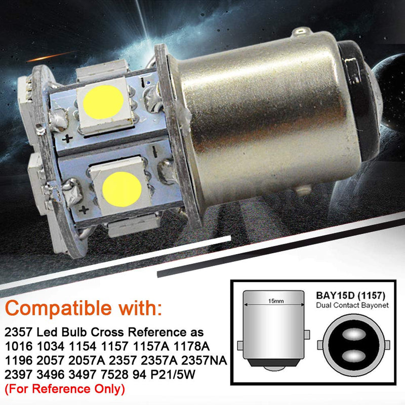 Ruiandsion 2pcs 1157 LED Bulb White 6V BAY15D 5050 12SMD LED Light Bulbs for Back Up Reverse Lights Brake Lights Tail Lights,Non-polarity 1157/BAY15D