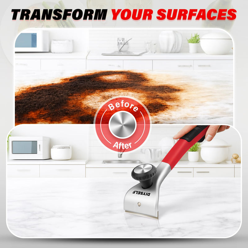DIYSELF Carbide Scraper Heavy Duty 2-3/8" Paint Scraper Tool for Wood - Ergonomic Carbide Scraper for Removing Glue Floor Varnish Concrete Rust Furniture Wall Metal, Tough Scraper for Woodworking