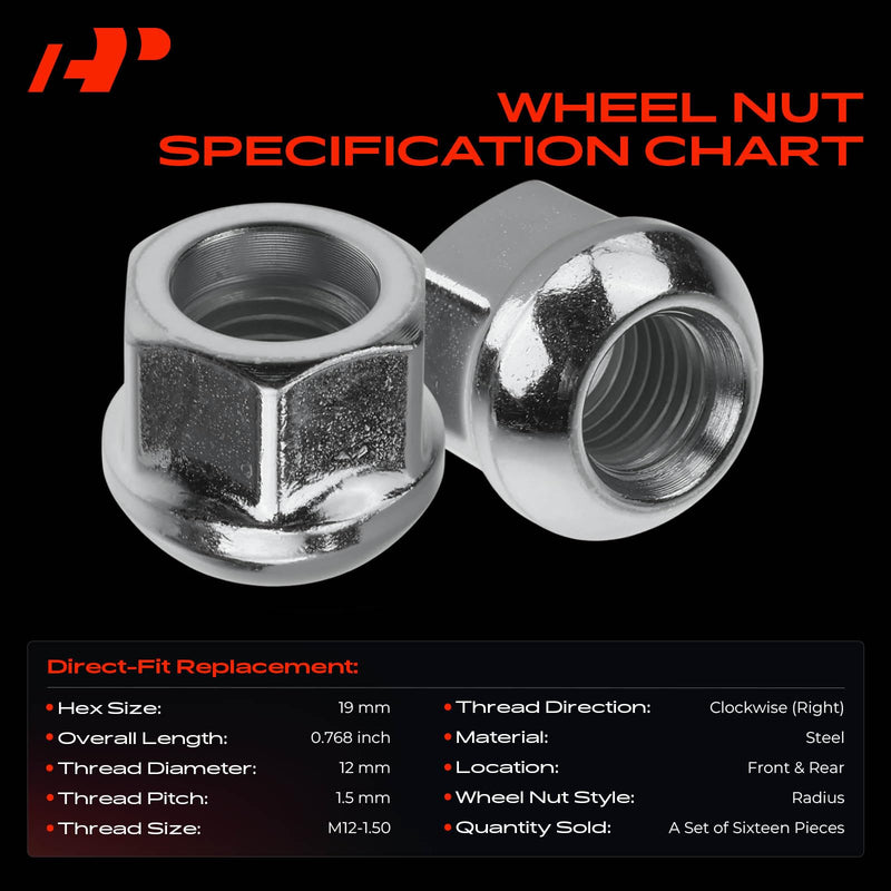 A-Premium 16pcs M12-1.5 Wheel Lug Nut Compatible with Honda & Acura | for Accord 1986-1997 Civic Fit Insight Prelude Acura CL Inta Legend Vigor
