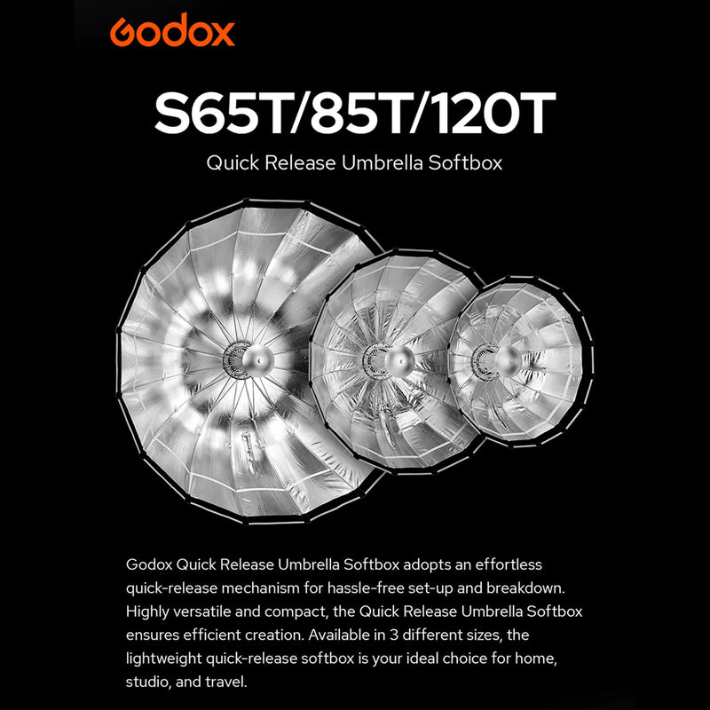 Godox S65T 65cm/25.6in Quick Release Umbrella Softbox Professional Foldable Softbox with Standard Bowen Mount & Diffusers for Photography Studio 65cm/25.6in Softbox