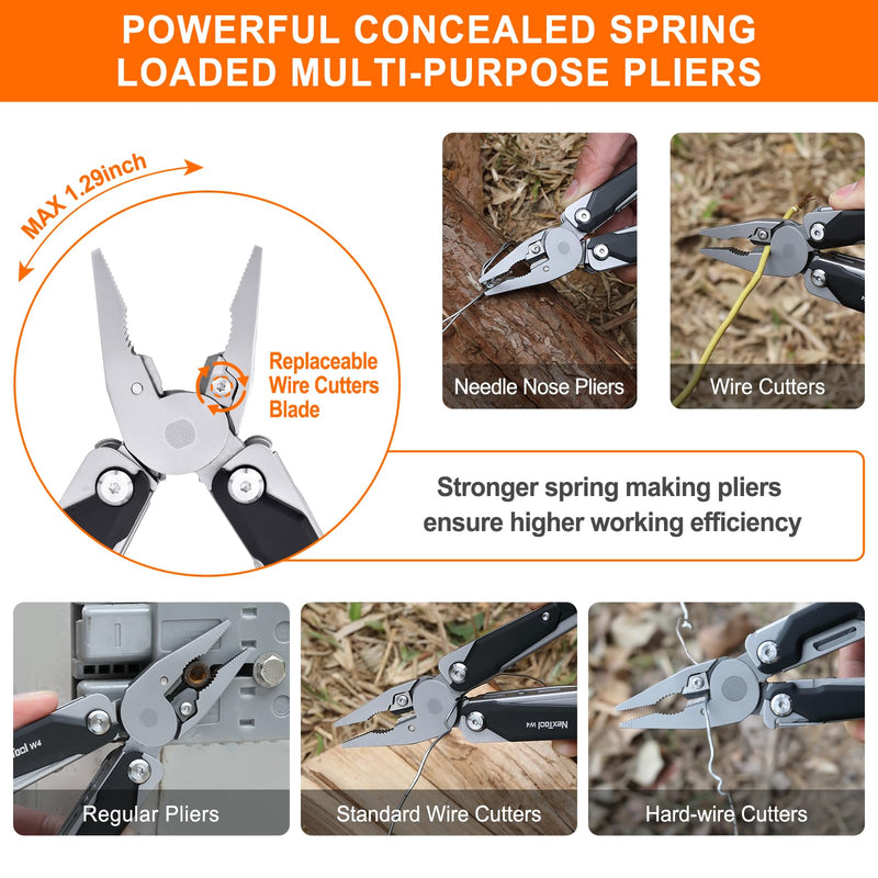NexTool W4 Adjustable Ratchet Wrench Multitool, 11-IN-1 Foldable EDC Tool with Pliers, Knife, Saw and Screwdriver, Multi Tool for Camping, DIY, and Gifts for Him Full Size