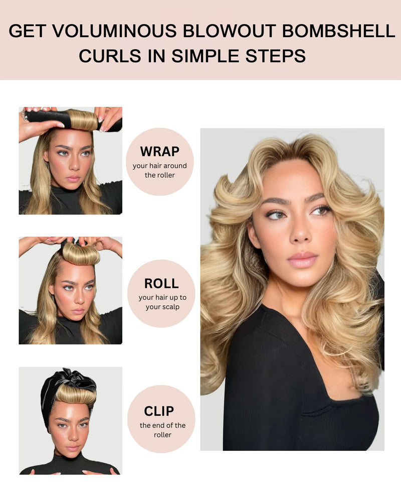 YOSHUYUKI Heatless Hair Curler to Sleep in No Heat Satin Heatless Curls Overnight Rods Curling Set Jumbo Large Foam Sponge Hair Rollers Curlers for Long Short Hair Volume Women Styling Tools Brown