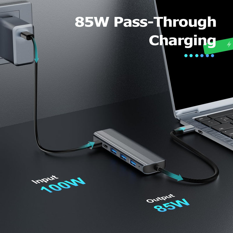 USB C Hub Multiport Adapter Laptop Docking Station for Macbook Pro, Macbook Air, Tpye C to 4k HDMI, USB A 3.0, USB C 3.0, PD Multiple Docks 6-in-1-A