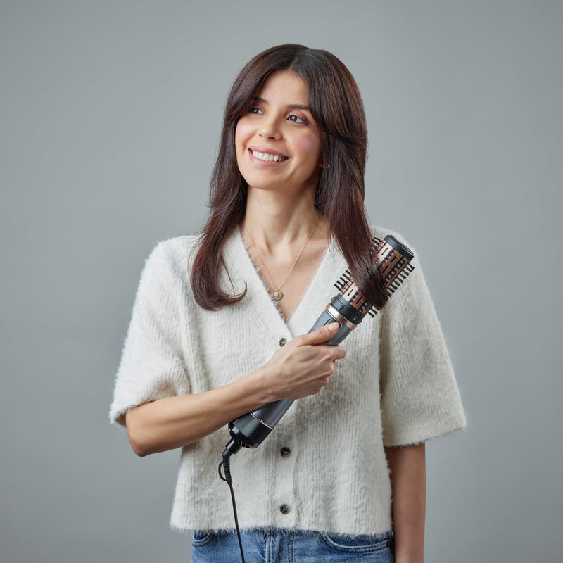 Remington Rotating Airstyler, 3 Attachments, Ceramic Coating with Almond | Three Attachments: Mixed Bristle Brush, Root Boost, Hair Clips, Ceramic Coating with Almond Oil, 1000W Fast Drying