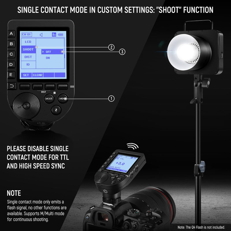 NEEWER Upgraded QPRO-C TTL Wireless Flash Trigger Compatible with Canon 1/8000s HSS Large Screen Slanted Design 5 Group 9 Customizable Functions for Q4 Q3 Z2 Z1 Z760 NW760 S101-300W PRO/400W PRO for Canon