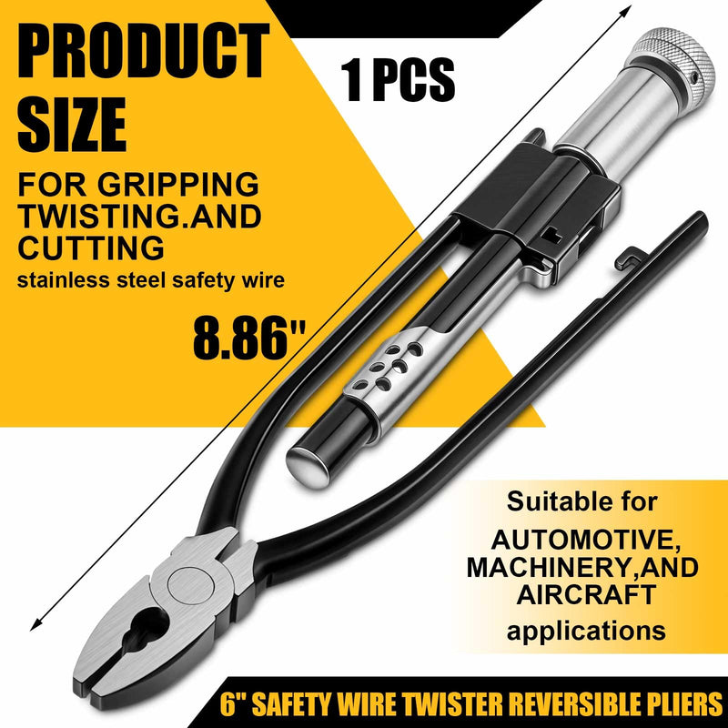 1 Pcs Reversible Safety Wire Twister Pliers Left and Right Twists Aircraft Wire Twisting Tool Automatic Metal Lock Twister for Aircraft Automobile Industries (6 Inch) 1 6 Inch