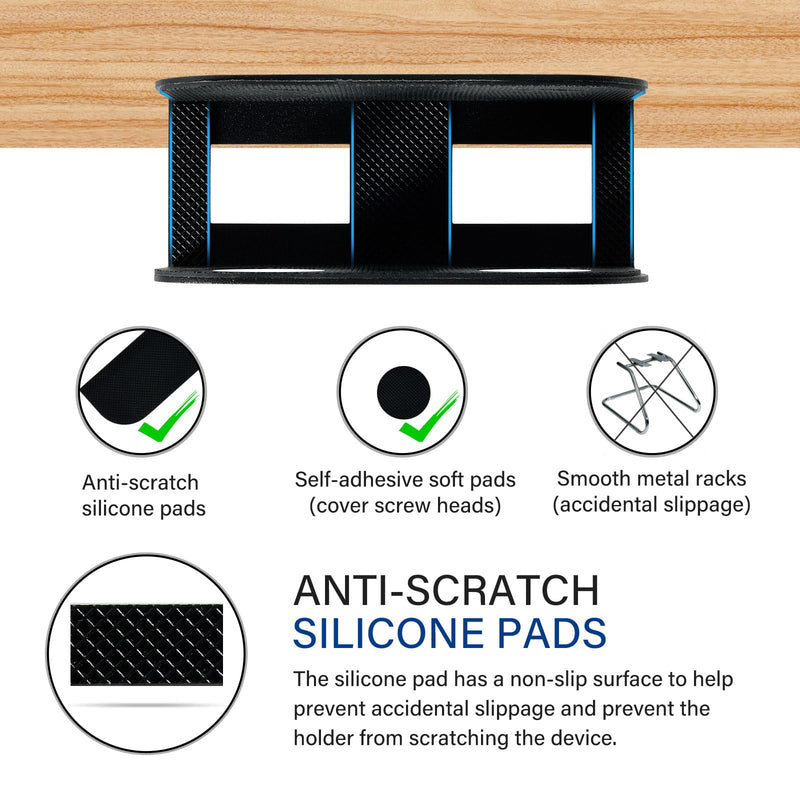 BYMECOST Under Desk Laptop Storage Mount, Metal Under Desk Device Holder, for Devices Up to 1.37" Thick, MacBook, Mini, Keyboard, Router, with Anti-Scratch Silicone (Black) Black 1.37"