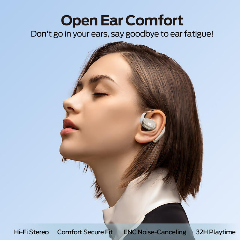 Monster Open Ear AC311 Wireless Earbuds, Bluetooth 5.4 Open Ear Headphones, Up to 30 Hours Playtime Bluetooth Ear Earphones with Stereo Sound, Touch Control and IPX5 Waterproof Open Earbuds Monster Open Ear AC311 White
