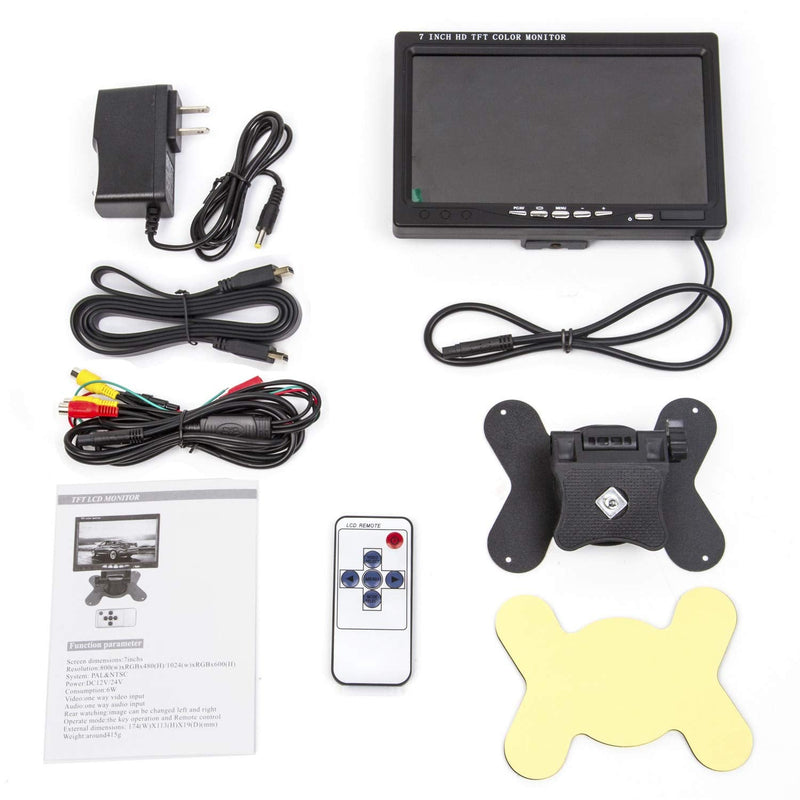 7 Inch Monitor HDMI - 1024x600 HD TFT LCD Screen Display AV VGA Input Built in Speaker for Raspberry Pi 3 Model B+ 3B CCTV Computer PC DVR Car