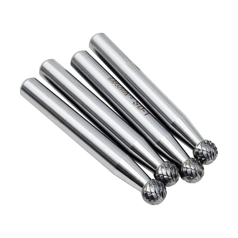 SD-1 Tungsten Carbide Burr Ball Shape Double Cut Rotary Burrs File, Used for metalwork, Tool Making, Engineering, Grinding, 4pcs by LU&MN SD-1 4