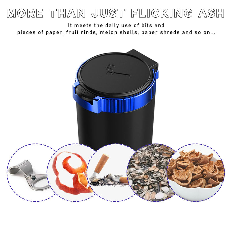 Car Ashtray with Lid, Detachable Stainless Steel Smokeless Auto Ashtray with Blue LED Light, Mini Vehicle Trash Can for Cup Holder Home Office, Interior Car Accessories (Blue) 1 PCS Blue
