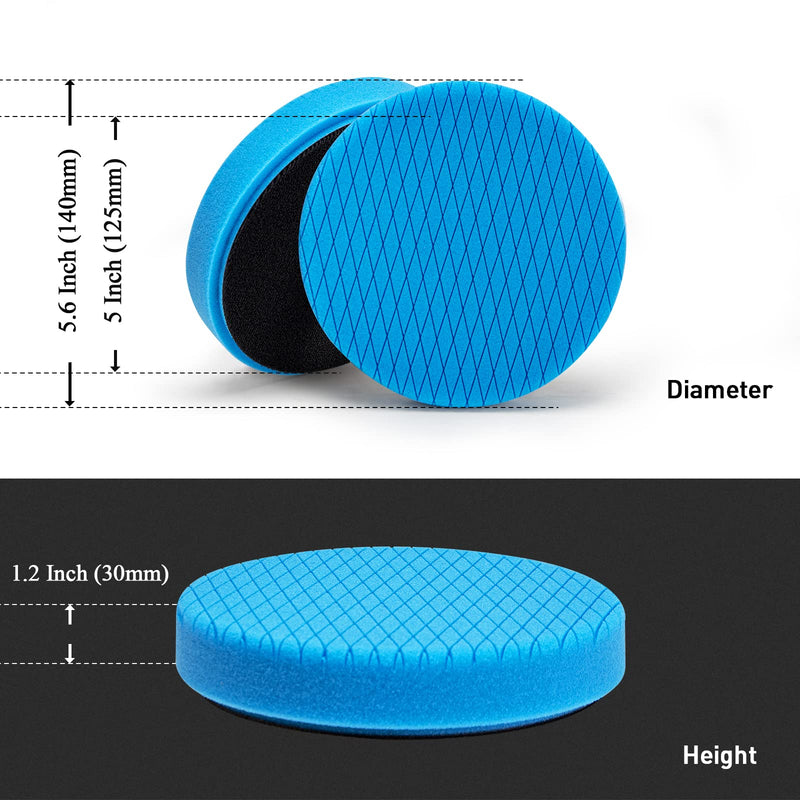 Autolock 5" Buffing Polishing Pads, 6Pcs 5.6inch 140mm Face for 5 Inch Backing Plate Compound Buffing Sponge and Woolen Pads Cutting Polishing Pad Kit for Car Buffer Polisher, Polishing and Waxing 5Inch 6Pcs