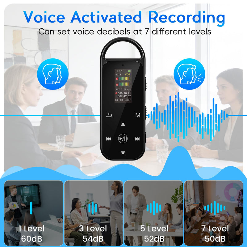 64GB Digital Voice Recorder,4600 Hours HD Voice Activated Recorder | AI-Intelligent Noise Reduction,A-B Repeat,Touch Button,Password,USB-C Recording Device for Lectures,Meetings,Interviews