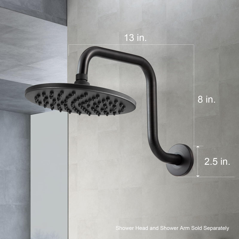 OFFO Shower Head Extension Arm 13 in, Oil Rubbed Bronze S Shaped High Rise Extender with Flange Shower Head Pipe Arm