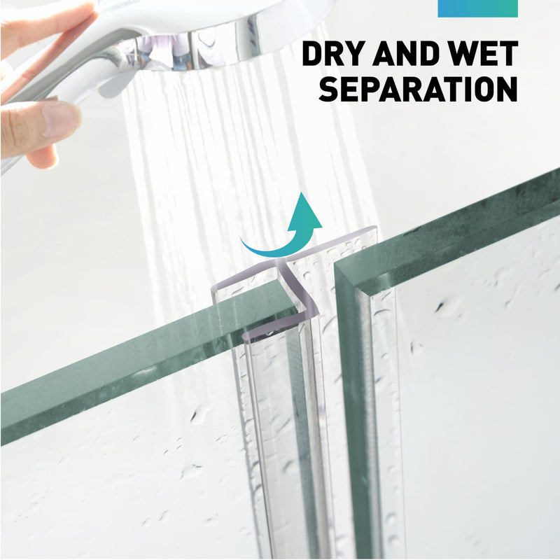 Shower Door Seal Strip, 2 PCS 3/8" X 77" Frameless Glass Door Side Seal for 3/8 Inch Glass, Clear Door Sweep to Stop Leaks and Create Water Barrier For 3/8" Glass-2PCS X 77"