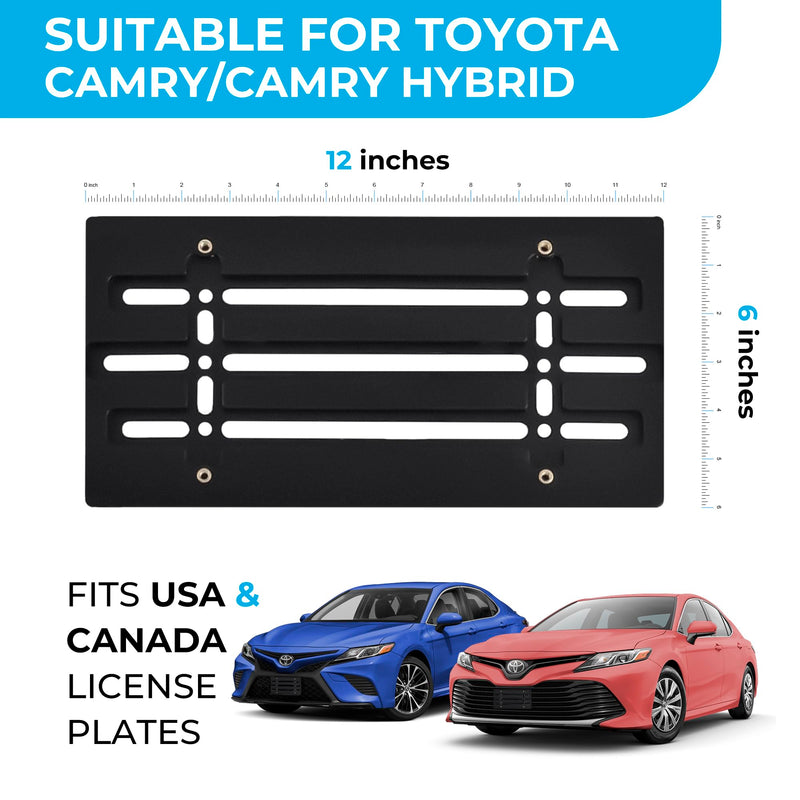Front Bumper License Plate Bracket for Toyota Camry Camry Hybrid 2018-2025, Plate Holder Set w Unique Screw Bolts & Wrench Kit, License Tag Mounting Kit, Quality Plate Holders, Car Accessories