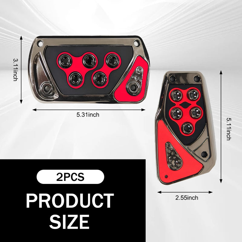 Pack of 2 Car Pedal Covers, Anti-Slip Vehicle Foot Treadle, 2.55In x 5.11In Automatic Pedal Pad, Universal Accessories for Most Cars (Red) 2 PCS Red