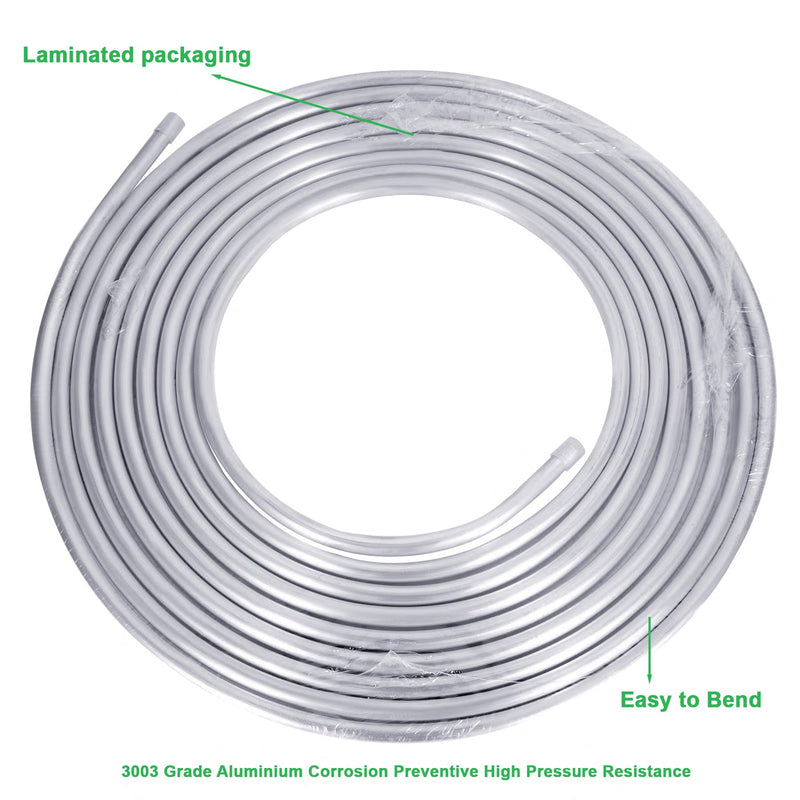 3/8 Metal Fuel Line,3/8" OD Aluminium Coiled Tubing Hard Tube for Refrigeration Tubing, Automotive Oil Pipe,Brake Line, Metal Gas Line, 10FT 3/8‘’ OD 10FT