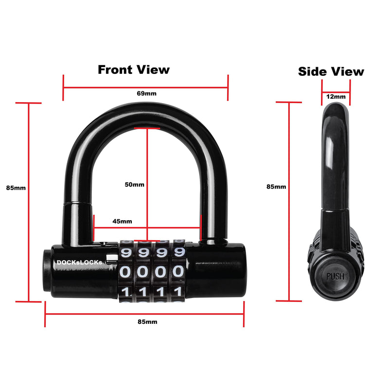 Coiled Security Cable Lock Set (5' to 25') with U-Lock, 5ft | Anti-Theft Protection, 10mm Looped Ends Cable, Vinyl Coated, Weatherproof, Compact, Resettable Combination, Multi-Purpose