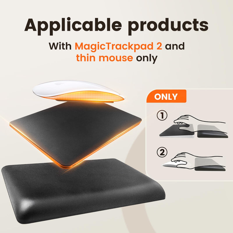 HONKID Low Profile Mouse Wrist Rest for Slim Mouse Wrist Pad for Magic Trackpad, Made of Cool Gel and Non-Slip Rubber Base, Easy Typing and Relieve Wrist Pain, Black