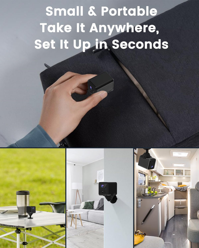 2K No WiFi Security Camera with SIM Card, 4G LTE Cellular Security Camera with 5200mAh High-Capacity Battery, 160° Wide View, Smart Motion Detection, 33ft Night Vision