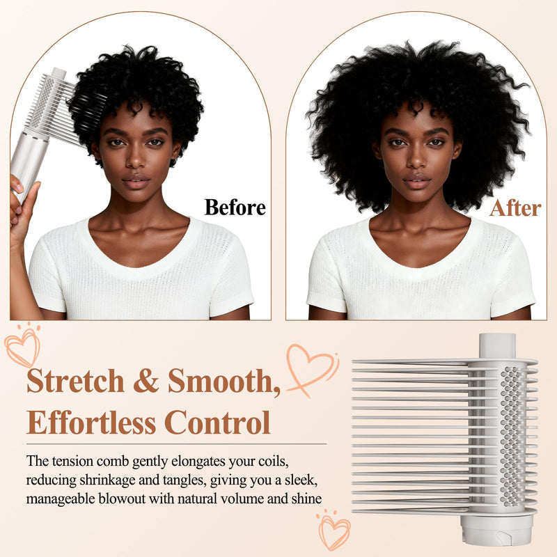 Upgraded Large Round Volumizing Brush and Wide-Tooth Tension Comb Attachment compatible with Shark FlexStyle HD400 Series
