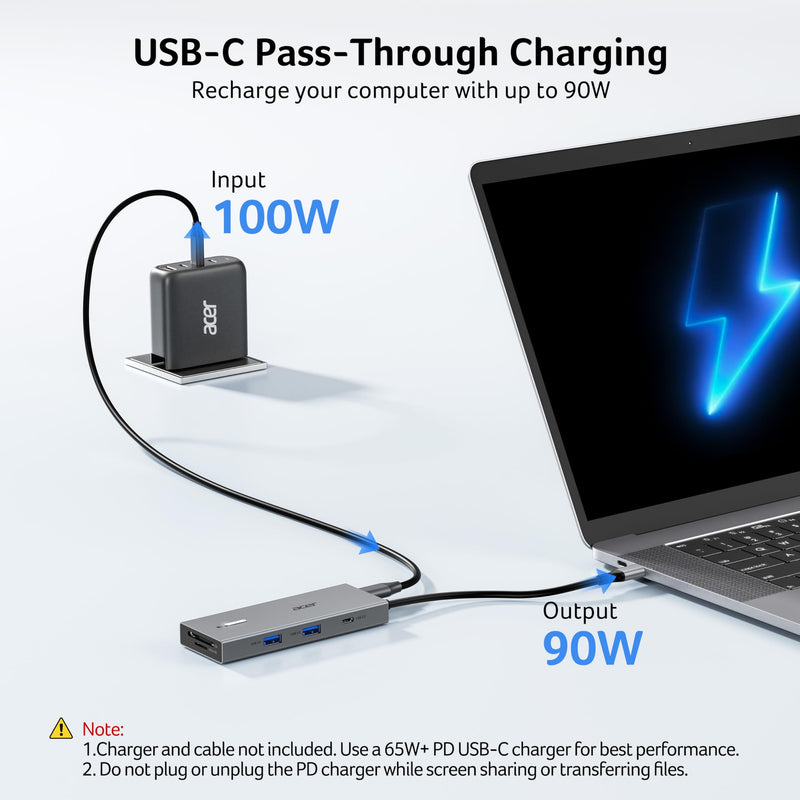 Acer USB C Docking Station Dual Monitor with 2 HDMI, 9-in-1 Laptop Docking Station with 4K@60Hz HDMI, USB A&C 3.0, SD/Micro SD, 100W PD, USB C Dock Compatible with Acer/Dell XPS/HP/Mac/Surface etc