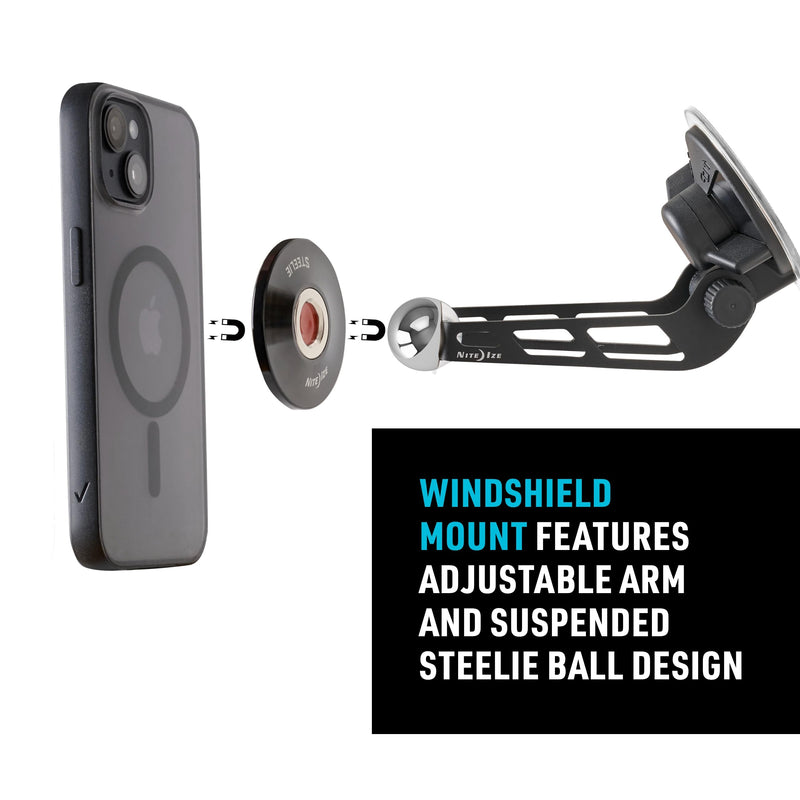 Nite Ize Steelie Windshield Kit - Magnetic Cell Phone Holder for Car Accessories - Sturdy Car Windshield Mount for Cell Phones - Orbiter Plus
