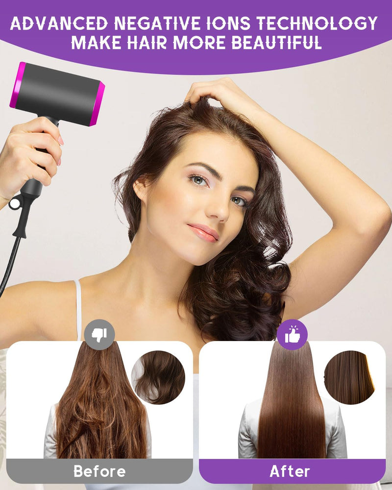  [AUSTRALIA] - Small Hair Dryer, Foldable Blow Dryer Ionic Hair Dryers with Diffuser & Concentrator for Quick Drying and Easy to Carry, Hair Dryer Set for Women & Man with Storage Bag, Suitable for Home, Travel Dark Grey
