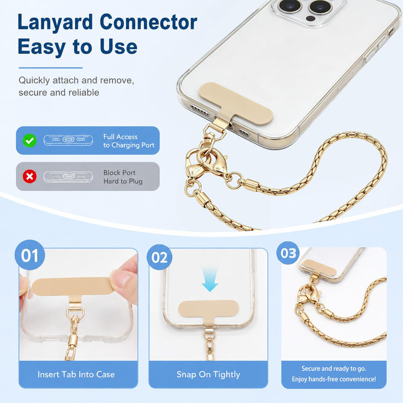 Detachable Metal Phone Wrist Strap with Tether Tab, Women’s Phone Chain Wristlet, Fits All Smartphones for Shopping and Traveling