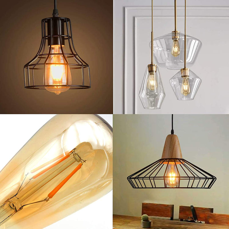 ASOKO LED Dimmable Edison Light Bulbs 4W Vintage Light Bulb, 2200K-2400K Warm White (Amber Glass), Antique LED Edison Bulbs, Squarrel Cage Filament,ST64, E26 LED Bulb Base Amber 4w 12 Count (Pack of 1)